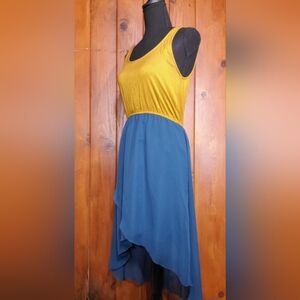 Yellow and Blue Sleeveless Dress